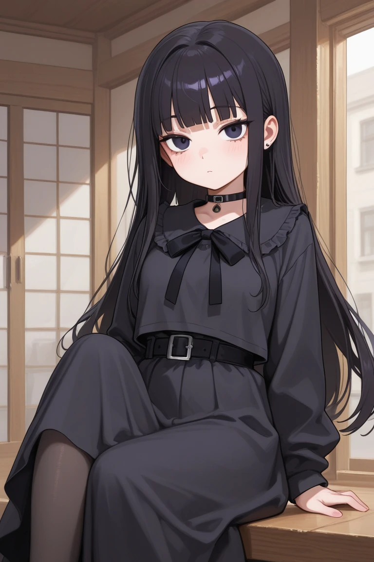 ((Highest quality)),(超High resolution),(Very detailed),(Detailed Description),((The best CG)),(A masterpiece of art),Ultra-detailed art,Amazing painting art,(Art with precise detail:1.5), Portraiture:1.6,Bust Shot:1.4,,Beautiful and well-proportioned face:1.5,Black Sailor Suit、girl,thin、Small face、Brown eyes、expensive、 High resolution,Black Hair、Long Hair、Hotel、Black long skirt、Sitting at a desk、mature、Big Breasts