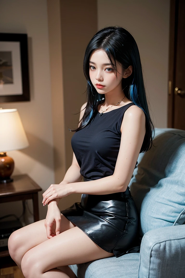 Office lady around 20 years old, (gracefully proportioned body shape), (fitted skirt), (high heels), (bob hair), (garter stockings with anklet), (spread legs), (subtle and elegant light makeup), Delicate and beautiful fair skin, Detailed facial description with double beautiful eyes, gentle eyes that sparkle with youth and innocence, portraying the stunning beauty of a young, adorable Japanese woman, a beautiful portrait capturing her captivating charm and allure. (8K, top-quality, masterpiece: 1.2), (realistic and photorealistic: 1.37), (office att