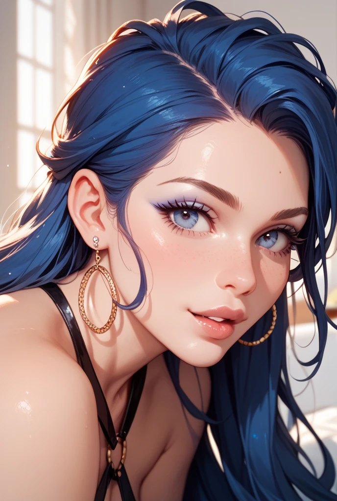 Jinx, Fleshy thighs, Instagram pose，Dynamic angle, Show armpits, ((Tank top)), Nipples, C cup, Happy expression, (Entire body image:1.5), (8K, Best quality, A high resolution:1.35), (RAW photo:1.2), (Photorealistic:1.37), (Masterpiece: 1.25), Dramatic lighting, Photon maping, Symmetry, Complexity, Elegance, (1 girl), Large breast, Long eyelashes, Detailed eyelashes, Eye shadows, Glowing eyes, ((Natural makeup, Clear facial features)), ((Curvy build, Showing stomach)), ((Fine detailed beautiful eyes: 1.2)), Bad girl, Erotic, ((Bed room background, Night))