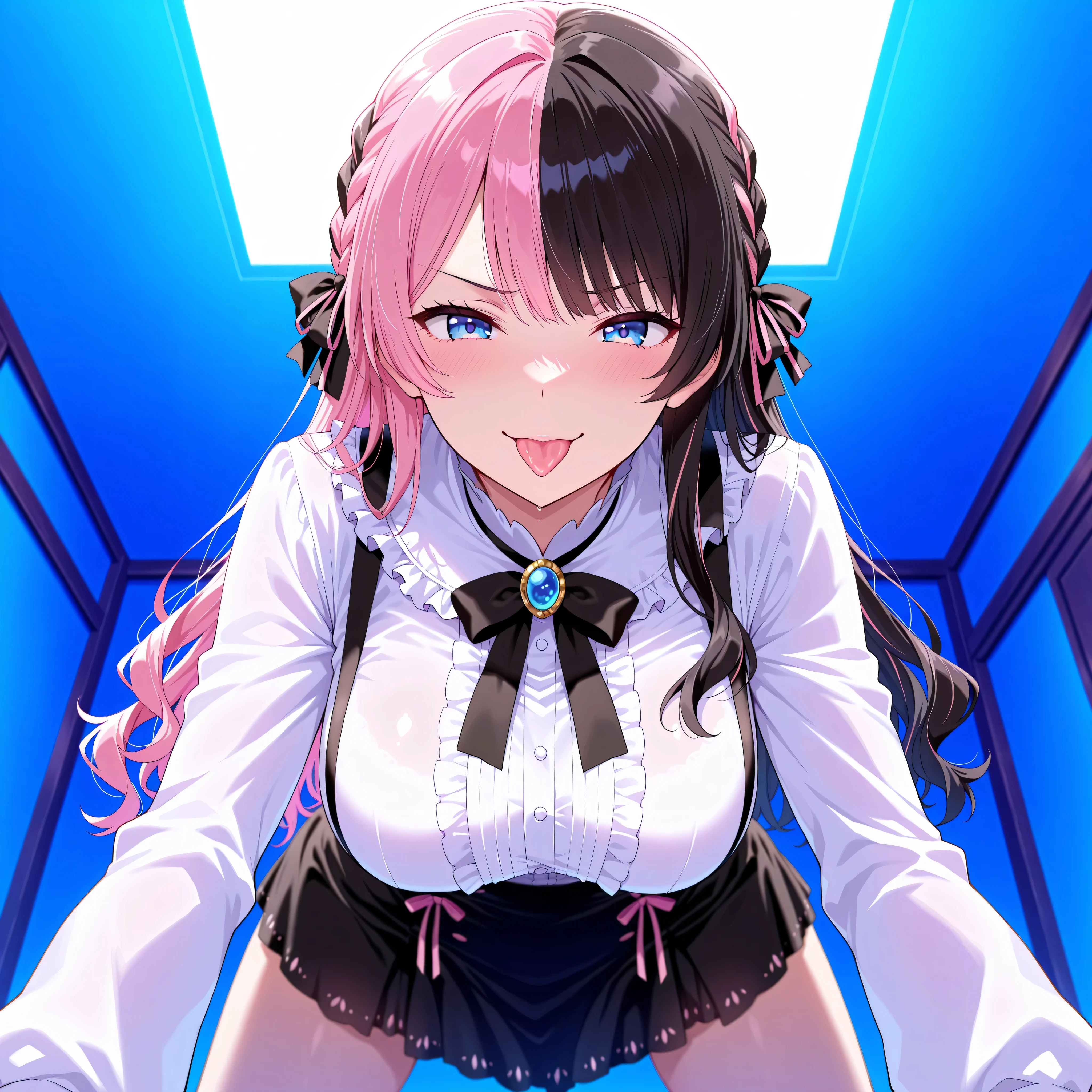 (masterpiece、highest quality、Very detailed)、((1 girl))、((Pink Hair))、((Twin tails))、((Bright Blue Eyes))、((Ahegao))、((Roll your eyes))、vapor、Earrings、((Very large breasts))、Nurse cap、((White shirt nurse uniform))、((mini skirt))、((Pencil Skirt Lift))、((Pink lace panties))、Cowboy Shot、((remote_play))、remote-vibrating-egg、throw、((One boy))、((Someone else's hand holding a pink round remote control:1.3))、Hospital Background、((Browsing Caution))