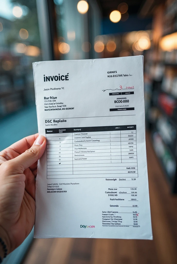 create an image of a consumer holding the São Paulo invoice