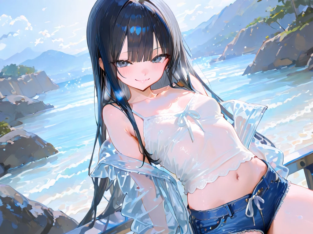 Beautiful sea and white sand,Ocean View,tiffany blue swimsuit,Latest swimwear designs,Dazzling Smile,Laugh a lot,Laugh heartily,Full Body Shot,Japanese,Young Girl, well-shaped eyebrows , Beautiful details, Big Eyes,Cat ear,Natural Makeup, Highly detailed skin, 8K quality, Highest quality, Realistic, Cinematic Light,young,Baby Face,Latest Fashion,Masterpiece, Highest quality, High resolution,