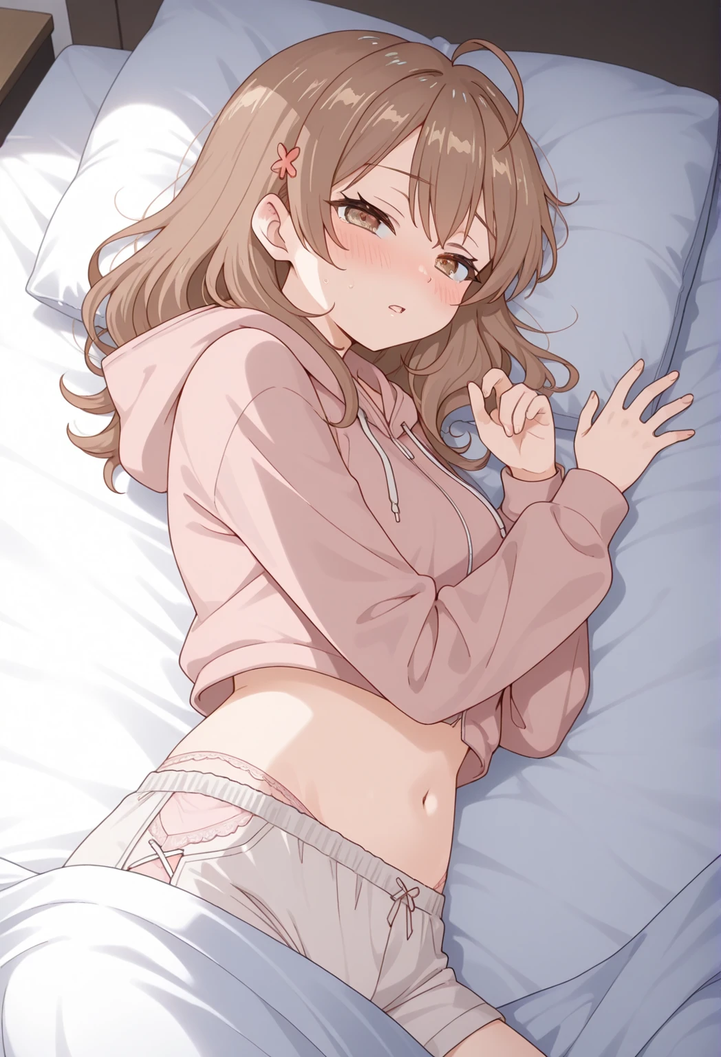 (8k, 最high quality)、Ultra-high resolution、adorable、最high quality, beautiful, Absurd beauty,Ultra-high resolution、girl、Small breasts、Me in a knitted cardigan、Looks about 15 years old、 (cryin) ,Cute Characters, Most detailed, high quality、(missionary, 1boy, lying, vaginal, ass pov, sex, nsfw)、nose blush、steam、Shiny Hair、Very fine and beautiful bright eyes、be scared、Very detailed, clear and beautiful face, Being stripped of clothes、No clothes、Slender body、Awards, Anatomically correct、((Scared))