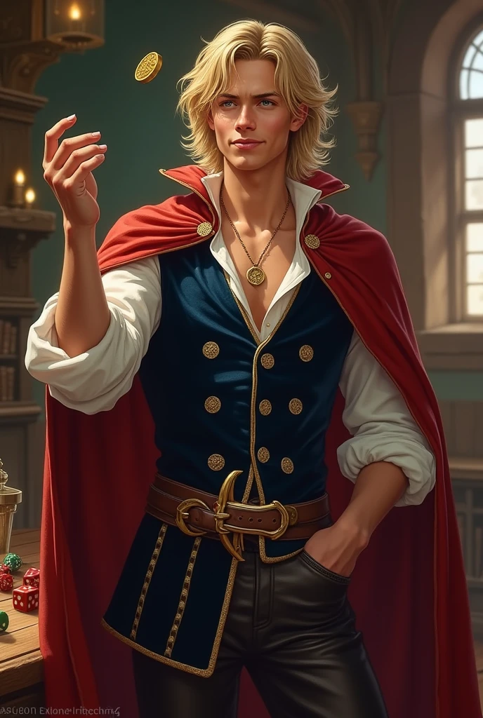 (Best Quality), (Ultra Fine), (Masterpiece), Illustrations, (Young Man), (Wheat Skin), Pirates, Tiny Smiles, Scene on Board