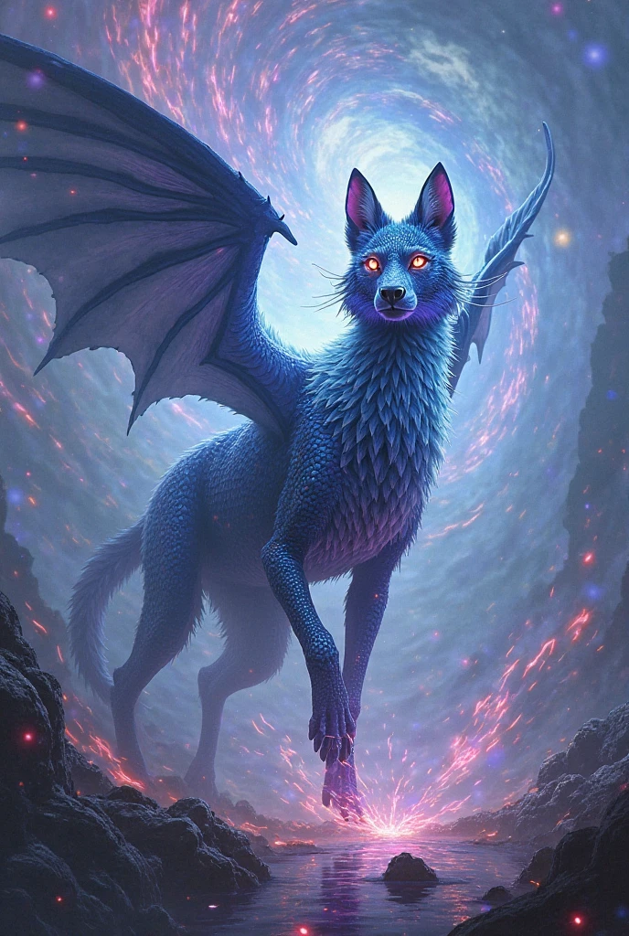 extremely detailed CG unity 8k wallpaper,masterpiece, best quality, ultra-detailed, best illumination, best shadow, an extremely delicate and beautiful, a terrifying and powerful creature, glowing eyes,(dark fur)+bat wings, claws, sharp teeth,(forest+dark atmosphere), dramatic and striking lighting, wide shot. --auto --s2