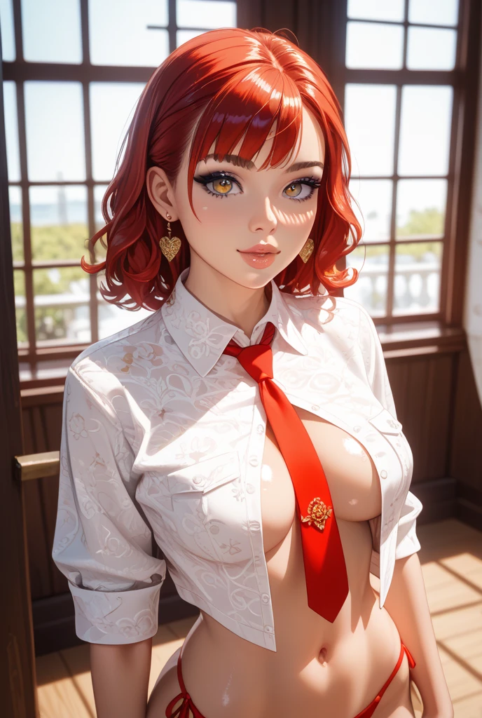 (Obra maestra:1.3)、Super detailed finish、(high resolution、8k:1.3)、(of the highest quality、Ultrarrealista como una foto.:1.5)、sharp focus, 超high resolutionの顔、The face is in focus、Ultra high definition and beautiful eyes.、The eyes are symmetrical.:1.3、Beautiful and high definition skin、piel firme、primer plano de la cara、 、muy lindo、muy lindo、maquillaje natural, labios brillantes ,, cuerpo completo, Jessie_pokemon, pendientes, uniforme del equipo cohete, top corto, cabello muy largo, cabello purpura, slicked back hair, Minifalda blanca, mirando al espectador, feliz