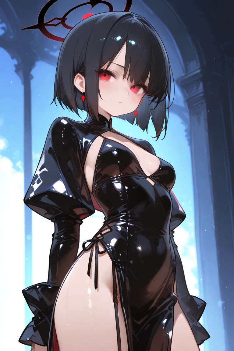 highest quality,masterpiece,Black Hair,Cosplay Event,Nearly naked,Sexy Costumes,17 years old,See-through outfit