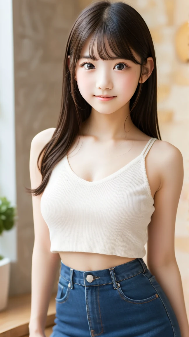 8K quality、best image quality、超A high resolution、masterpiece、Photoreal、RAW photo、超A high resolution、Japan 21 years old、、dynamic angle、cowboy shot、smile、smile、すばらしいsmile、The most beautiful things form chaos、elegant、Brutalist design、bright colors、short bob、smile、glossy white skin、beautiful eyes、very thin lips、細部までbeautiful eyes、beautiful double eyelids、bright chestnut hair、garden、Daytime outdoors、whole、black crop top、hot pants、Photographed from various angles、various poses、full body photo,Only one shot,