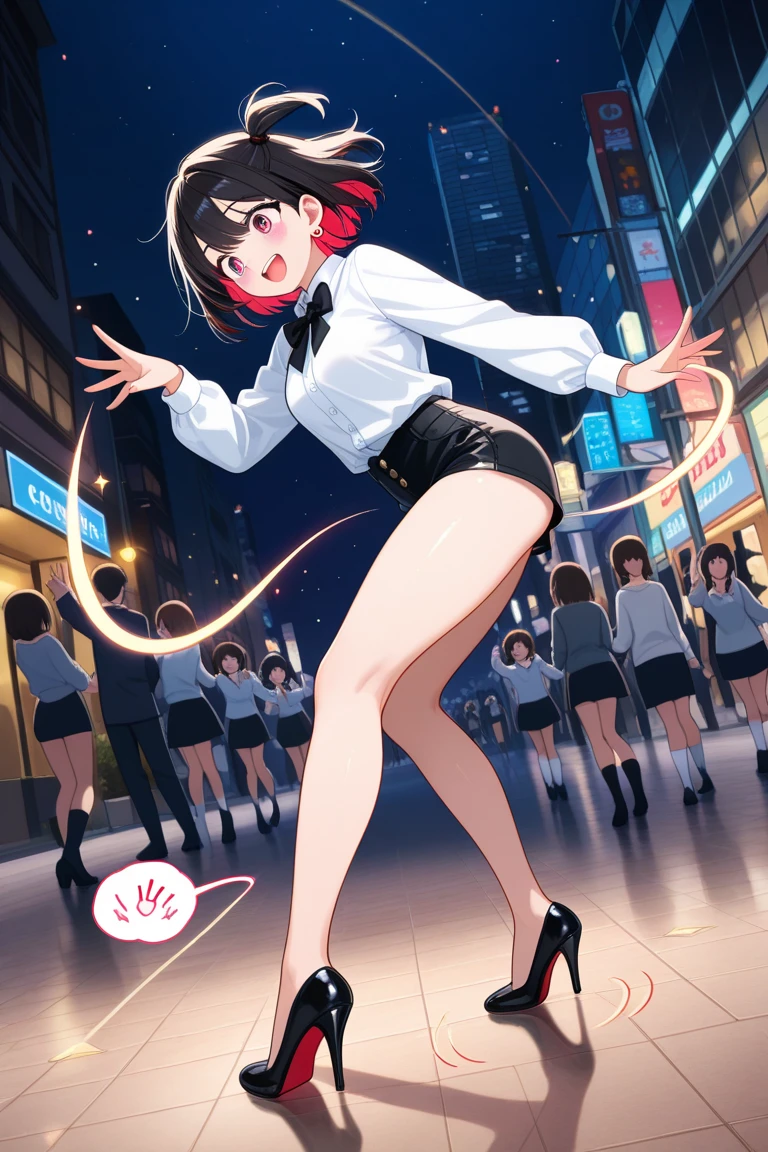 masutepiece, Best Quality, 15yo girl, Underwear, embarrassed, in a crowd of people, Half naked,