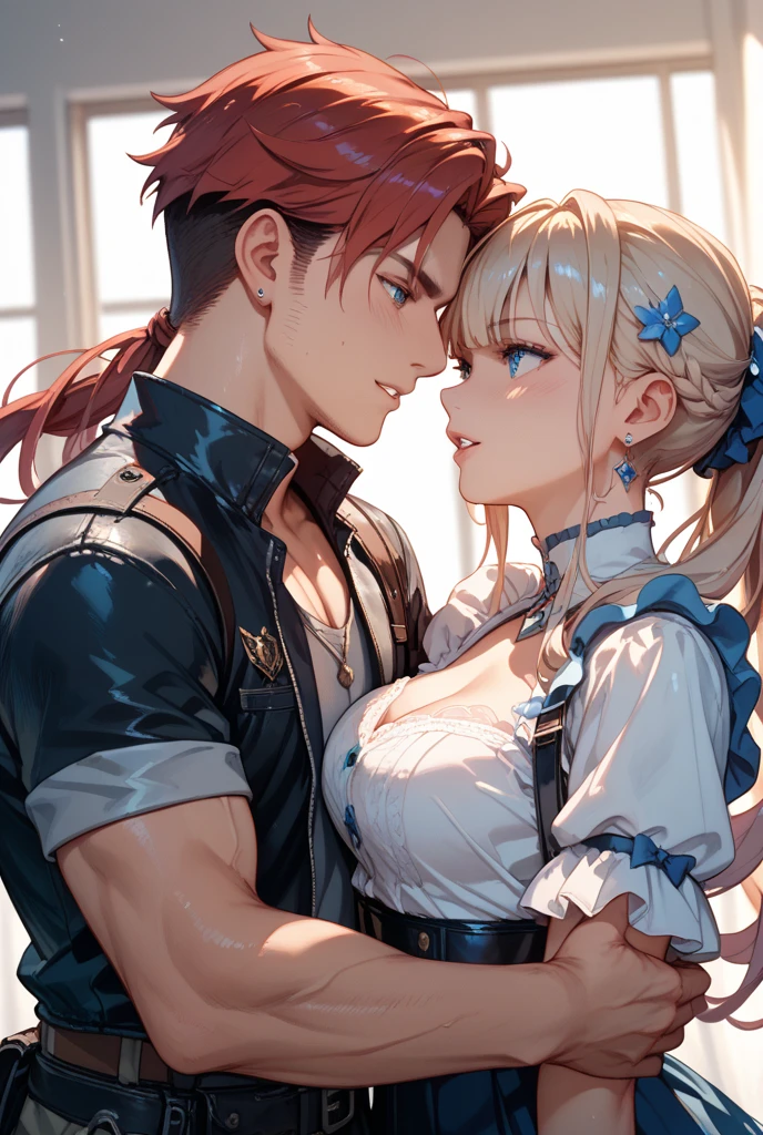 masterpiece, best quality,,1boy,1girl,kiss