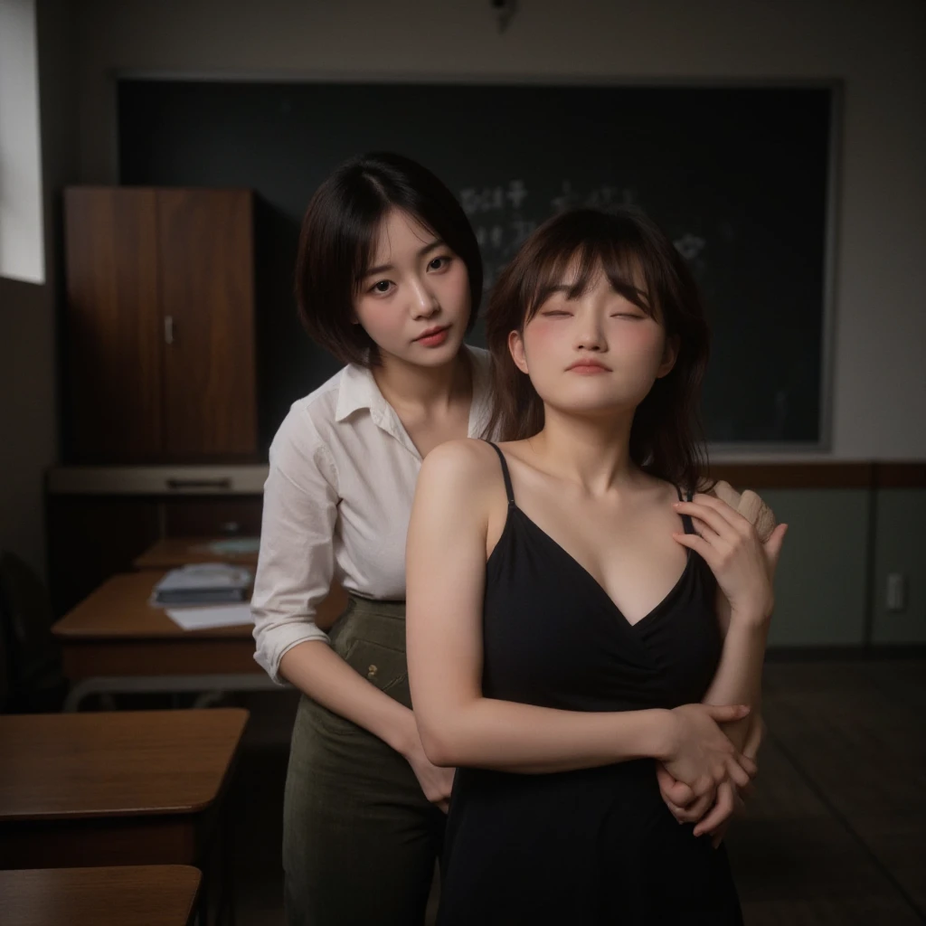 NSFW:1.4, Group of schoolgirls infected with a virus that extremely increases libido、top-quality、masutepiece、All women:2, Japanese, (Naked teenage girl in uniform jacket {and skirts:0.5})、During classes in the classroom、Mass sweat、Random breasts、Fiercely lustful expression, My breasts ache sexually、Rubbing the breasts of a nearby girl、rubbing own breast、Watch your audience enthusiastically:1.2, Ask viewers to kiss you、Detailed{faces, skins, Eyes, nase, Bocchi}, Composition with depth