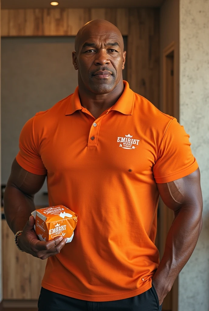 Pit Bull wearing a long t-shirt and sweatpants, Air Jordan sneakers and a cap ,in a very modern kitchen with a jar of whey protein on the counter holding a cocktail shaker