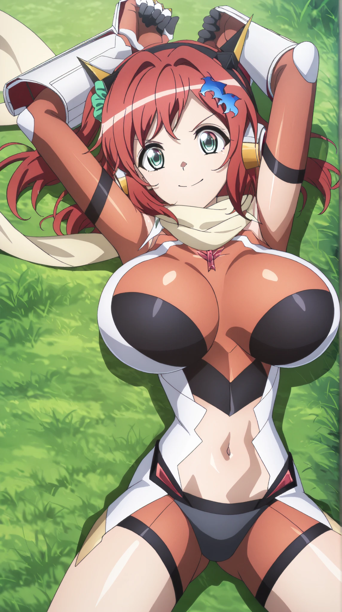 ((masutepiece, Best Quality, hight resolution, nffsw, Perfect Pixel, depth of fields, 4K, )), 1girl in, Solo, , Beautiful anime girl, Beautiful Art Style, close up, Looking at Viewer, Perfect body, Yuigahama Yui, Short hair, pink hair, hairbun, (large boob), hands on hips, tight bodysuit, see through, breasts, nipples, smiling, blank white background, cowboy shot