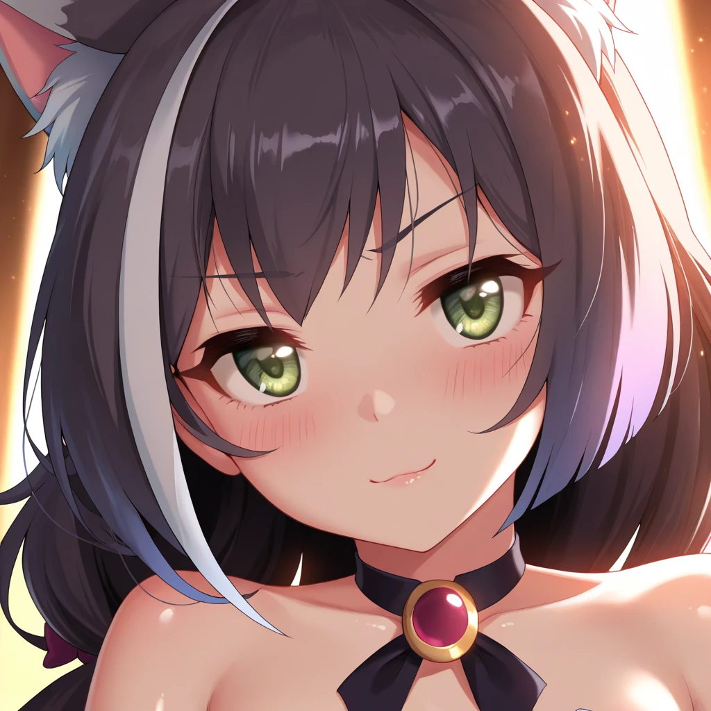 a mother cat girl with her adorable daughter hugging, mother with huge breasts, daughter with short bob haircut, nude, smiling, beautiful detailed eyes, beautiful detailed lips, extremely detailed eyes and face, long eyelashes, photorealistic, highly detailed, 8k, masterpiece, cinematic lighting, dramatic lighting, vibrant colors, warm color palette, mother using lipstick, daughter is a small, adorable  daughter kiising her mother
