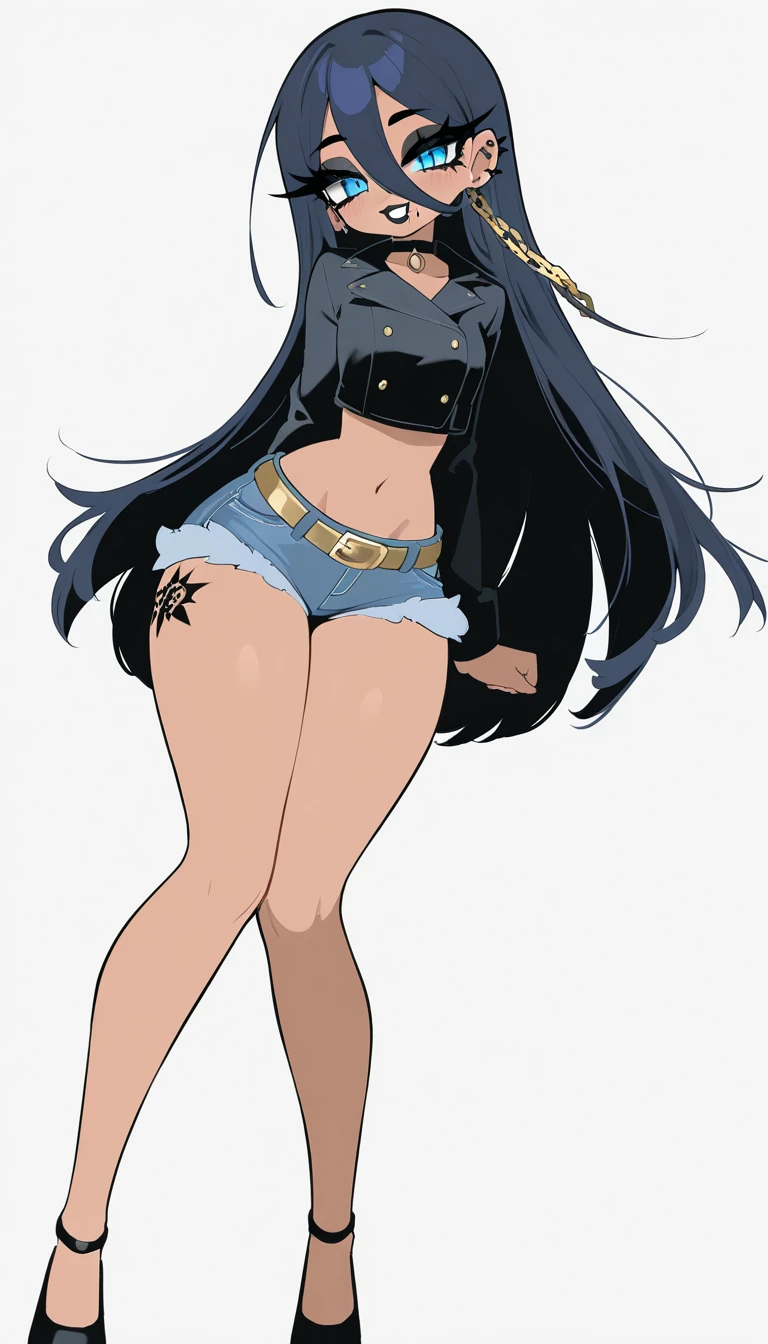 High resolution, adult woman , good lighting, despicable, , (No nudity), (((Leather Bikini))), (()), (((leather thigh high boots))), (garter belt), abdomen only, (), , cute face, I'm embarrassed and blush, humiliating, ((spread your legs)), (())((sit))