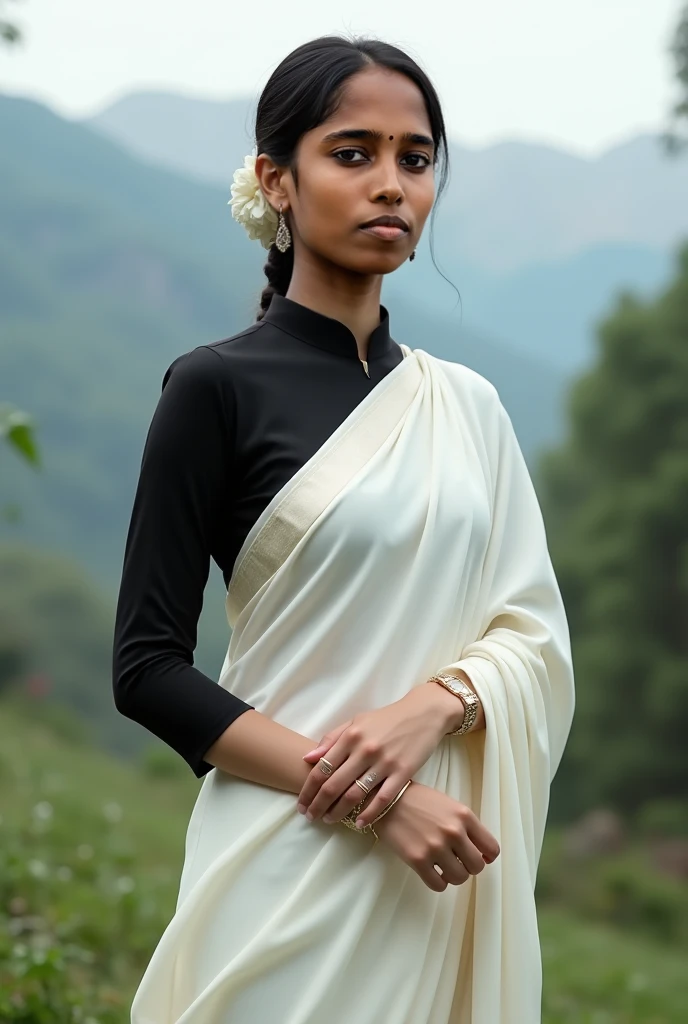 A nepali white sari black blauj