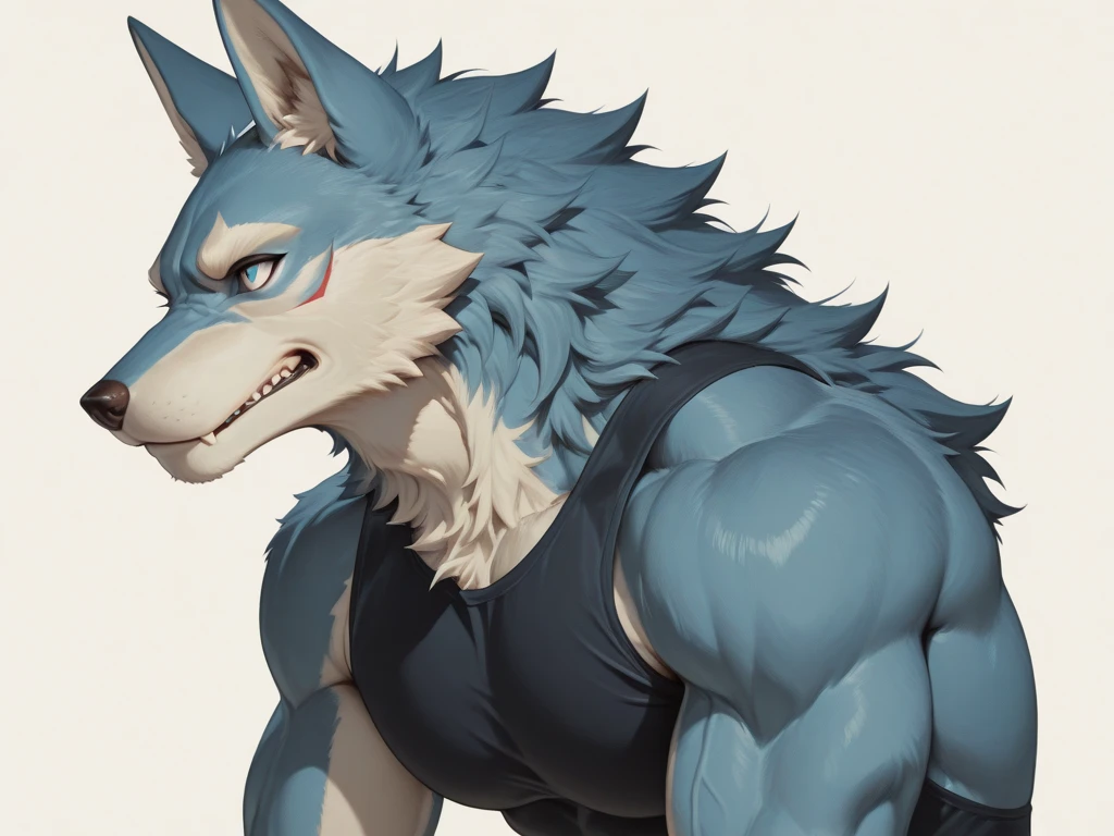 Weregarurumon,digimon,,werewolf,male,adult,alone,,4K,best quality,HD,,looking at the audience,hairy body,furry tail,Topless,no equipment,No clothing,bared chest,Hairy chest,chest muscles,Pink nipples, Six-pack abs, biceps,anatomically correct,Delicate fur,pride,soft shadow,majestic,Detailed face, HD的眼睛,golden eyes,black pupils,Sharp eyes,Grandiose,Valiantary,blue jeans,There is a scar on the right side of the waist,Confident smile,Strong,mature,Blue sky and white clouds,The sun shines,mountain forest,