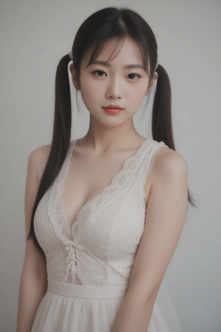girlqq03, photographed on a Nikon Z7 II Mirrorless Camera,120mm F/4 wide-angle
((twin tails)),
best quality, masterpiece, ultra detailed, cowboy shot, flowing, 3dmm, ink sketch, color ink, ink rendering, octane render, pastels, rice paper, 1girl, beautiful detailed eyes, (alternate hairstyle), ultra detailed hair, graceful, (charming), (delicate), pretty, cute, lace dress, character in the center of the frame, rhythm, fantasy, looking at viewer, xxmix girl,sexy, seductive, big breasts,
<lora:more_details:0.3> <lora:add_detail:0.3> <lora:girl_SDLife_Chiasedamme_v2.3:0.35>   <lora:girlqq03_SDLife_Chiasedamme_v1.0:0.55>