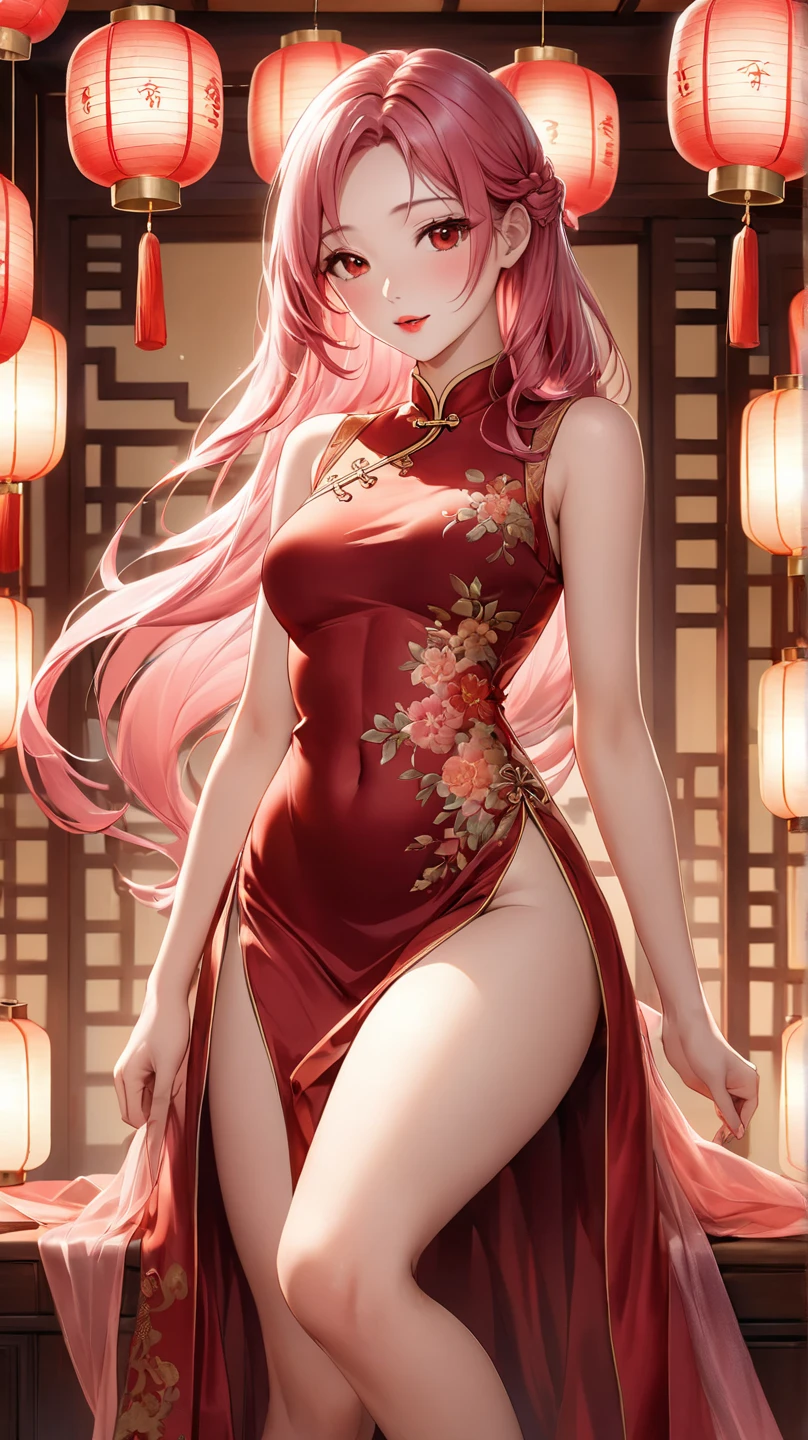china dress,<lora:Ðдежда ÐоÑÑÑм ÐоÑплей оÑкÑовенное киÑайÑкое плаÑÑе без боков Ðа ÐалиÑÑонÑеÑка Azur lane(china dress):0.9>, <lora:ÐоÑка-девоÑка из Ñок ÑоÑ(Himeko, very long hair, red eyes, hair bow, twin_drills, twintails, long hair,cat ears, yellow cat ears,):0.7>, Himeko, very long hair, (red eyes), hair bow, twin_drills, twintails, long hair,cat ears, yellow cat ears, (((masterpiece))), (((best quality))), (((illustration))), (((finely detail))), ((extremely detailed cg unity 8k wallpaper, highres)), (beautiful detailed face and eyes and hair:1.1), (an extremely delicate and beautiful girl:1.2), ultra-detailed, ultra high res, high quality, 4K, extreamly delicate and beautiful, full_body, standing, in full growth, hourglass waist