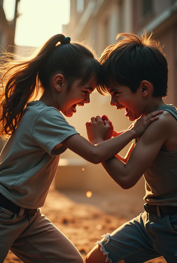 Two boys are hitting each other.