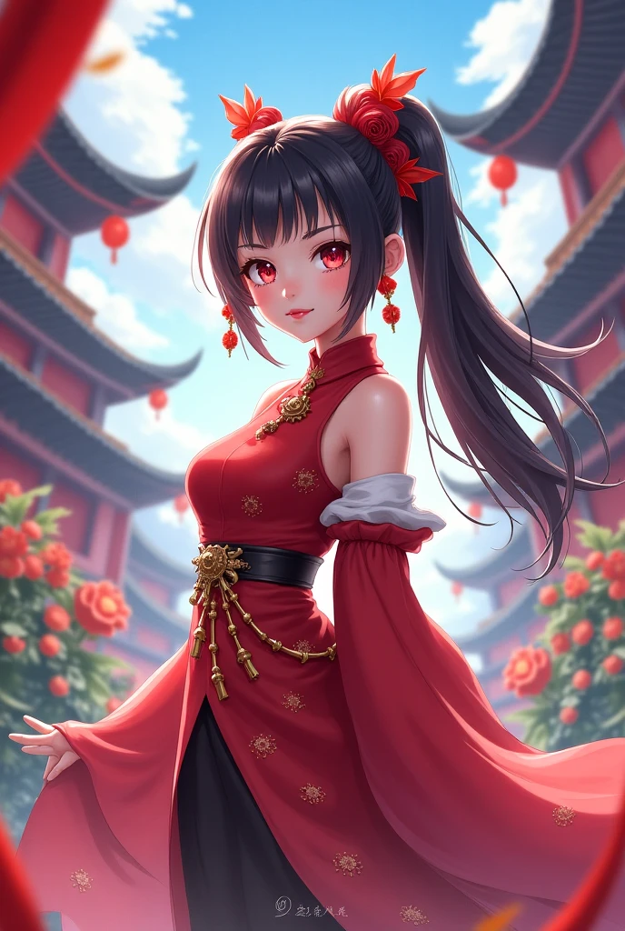 Ranma 1/2 90s comics
Una mujer de Long hair color negro, dark brown eyes, Long hair, that she is wearing Chinese clothes, White skin