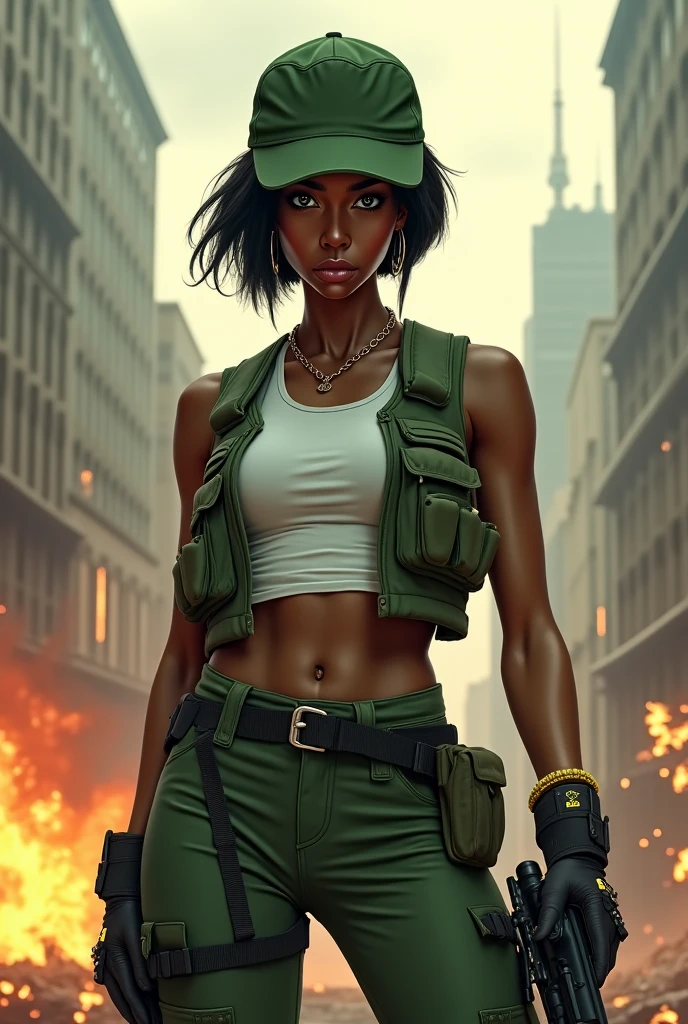 (best quality, masterpiece1.2), (detailed eye:1.2), intricate detail, depth of field, 20 years old girl, jungle, sunlight, (injury:1.2), crop top, (dark skin:1.5), twisted torso, backpack, outdoors, freckles, (sweat:1.2), standing, (looking away:1.3), blood, angry, embarrassed, curly hair, (from above:1.2), exploration,