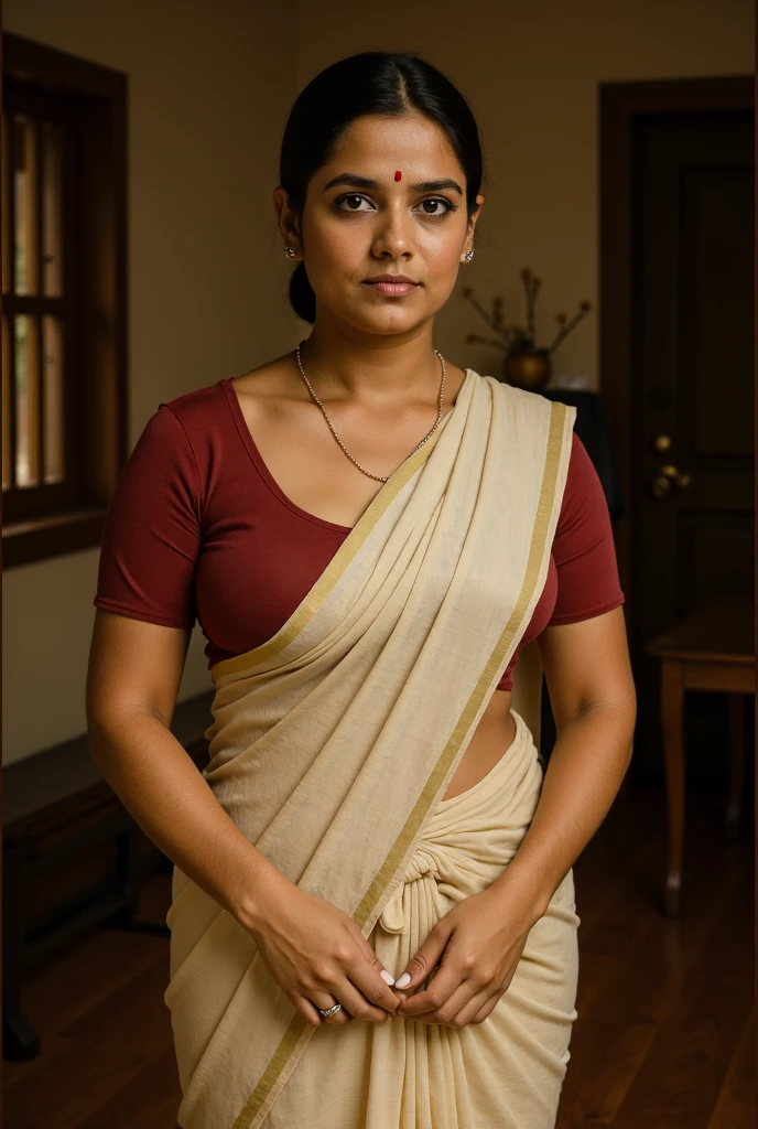 woman in a red and orange sari standing in front of a tree, dressed in a sari, wearing a sari, sari, wearing sari, by Ella Guru, inspired by T. K. Padmini, profile image, by Daphne Allen, by Kathleen Scott, colorful with red hues, wearing bihu dress mekhela sador, wearing a steampunk sari