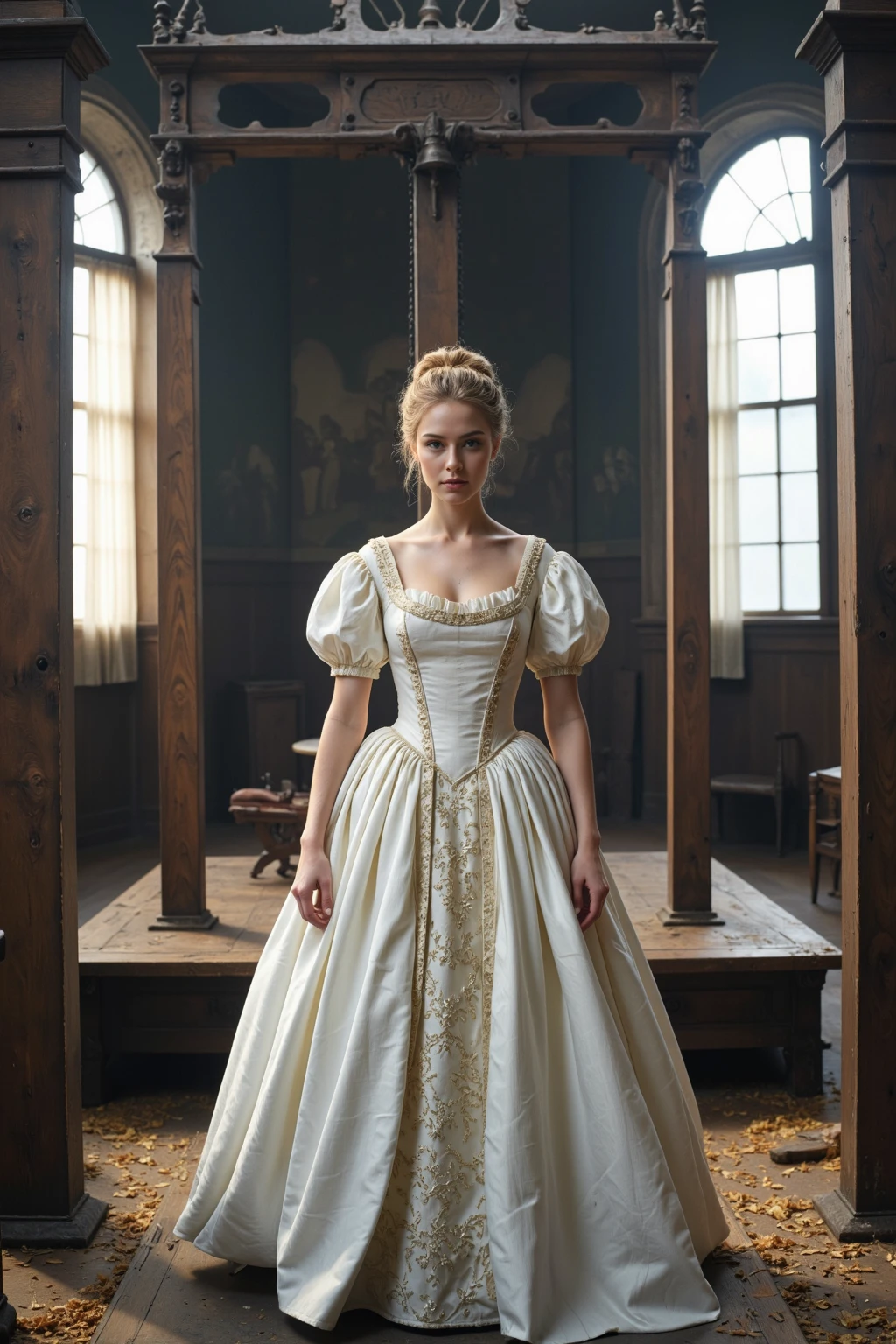 Humiliated Marie Antoinette in her last day before execution, torn dresses