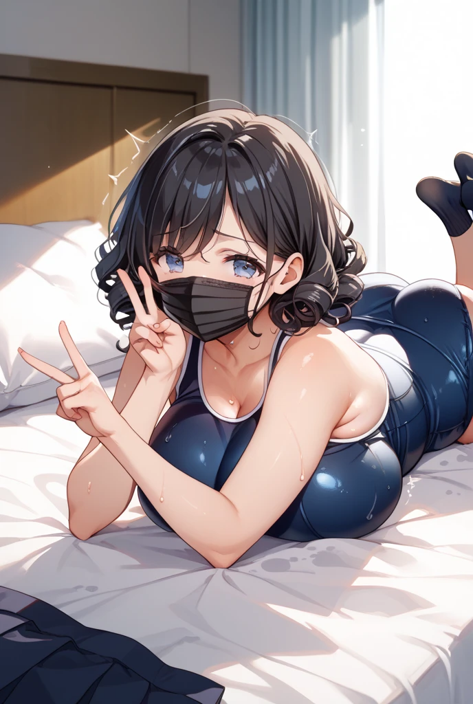 nsfw,Highest quality、In 8K、masterpiece、Hmph、超A high resolution、RAW Photos、(Photorealistic:1.3)、Natural soft light、(Depth of written boundary)、Slender、(whole body:1.2)、Detailed face and eyes、Realistic、Sharp pupils、Inside the warehouse、(Dynamic action poses)、Young face、Beautiful 17 year old girl、Glowing Skin、(Twin tails:1.5、forehead:1.5)、Beautiful brown hair、Red Eye、(blush:0.7)、((Embarrassed face:1.2,Blushing:1.8))、Crying face:1.5、Sweat、(School Swimsuit:1.8)、(Thighs Thighs Thighs Thighs:0.8)、(Huge Breasts:1.7)、((Top view:1.4)))、(Erect nipples:1.4)、(Small nose、Small Nose)、((vagina、SEX:1.5、Strong man))、Attractive waist、(Overflowing Sex Fluids:1.5)、((bed、bedに横たわる:1.5、Lying on your back:1.4、Lie down:1.2))、(Put your chest close:1.1、 has accumulated between her breasts:1.2)、(((whole body:1.8)))、I want to see you from head to toe
