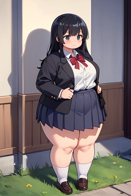 The background is a city., perfect by white girl, loli in dress, by white, by white god, cute anime waifu with sexy clothes, ((huge giant breasts)), Best Anime Wallpaper 4K, little obese loli, black girl hair, standing on a tree, in a park, super detailed face,