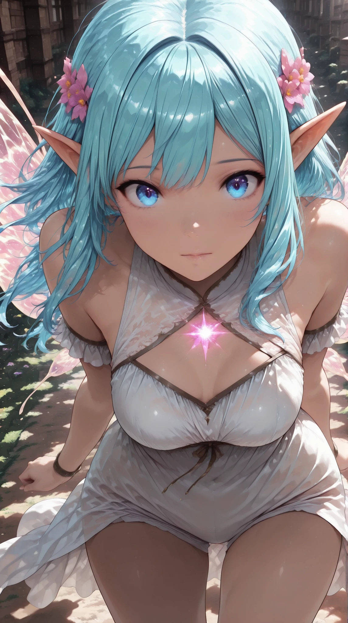 (2girls:1.8), (height_difference:1.5), (size_difference:1.2), (forest: 1.2), cliffs, hills, (giantess:1.3), small breasts, smug, cleavage, bangs, hair covering eyes, :3, >:D, (presenting armpit), armpit, sweaty, misty,  (multiple_girls:1.5), (fairy:1.1), wings, (1girl:1.5), (rear end:1.4), hills, cliffs, (minigirl:1.4), (minigirl on a hill: 1.2), (wizard:1.2),