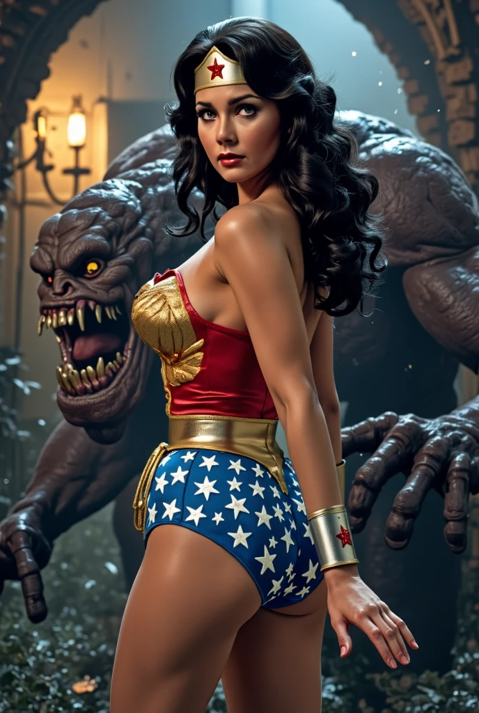 fighting in the rubble muck and debris attacked by tentacles, teen wonder woman, Tentacles around her oiled sweating body, many tentacles, Fine details,Tentacled,Tied with tentacles,giant black tentacles as thick as her legs trying to fuck her ass,teen wonder woman is drooling,Crying,Detailed body,Full limbs,cameltoe, low-angle shot, wide-angle shot, handheld shot, dramatic angle, extreme angle shot