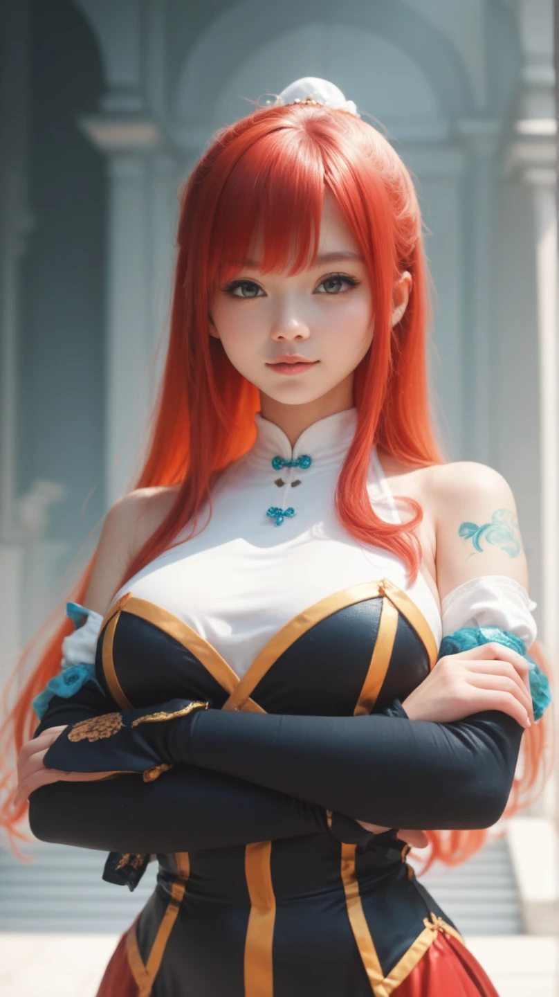 (Yae miko from Genshin Impact:1.5), (Yae miko clothes from Genshin Impact:1.5), closed mouth, sash, serious, solo, (masterpiece, best quality, extremely detailed 8k, ultra hd, ultra-detailed, highly detailed, highly realistic, photo realistic:1.2), (1girl:1.5), (beautiful realistic face, detailed realistic face:1.2), (high detailed realistic natural red hair, beautiful realistic hairstyle:1.2), (beautiful realistic eyes, high detailed realistic blue eyes, proportional eyes, realistic pupils, high detailed pupils:1.2), (high detailed realistic natural eyebrows), (high detailed realistic lips, beautiful realistic lips, pink lipsticks:1.2), (thick breasts, high proportional realistic breasts, realistic big breasts), (upper body from head to thighs, slender body:1.5), (clarity:1.2), highly detailed realistic skin, sharp focus, (upper body from head to thighs, slim abs, slender body:1.5), thick thighs, outdoor,