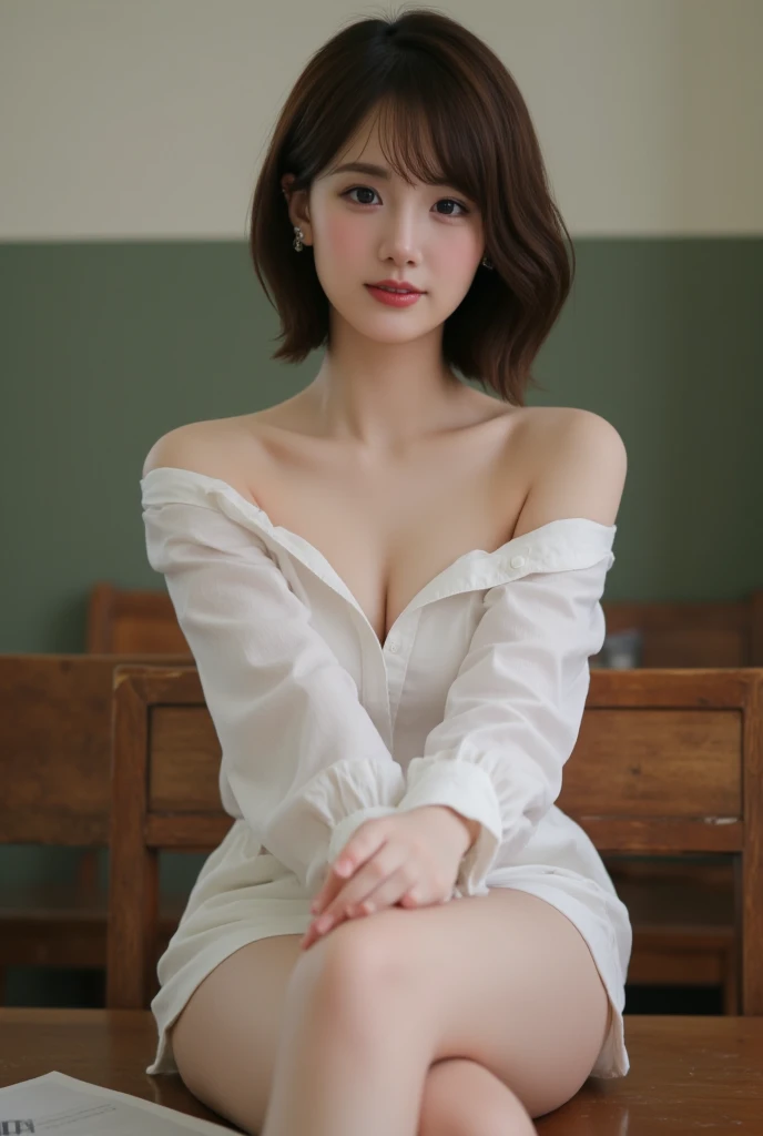 Cinematic lighting, ray tracing, film grain, depth of field, uhd, masterpiece, best quality, super detail, award winning, highres, high details, Real human skin, natural skin texture, 1girl, oval face, cheongsam, full body,big chest,indoor, (((expose thighs))), Bare thigh, nice leg, ((Breast)), A plump figure, whole body, kiss, ((Chinesedress)), sat on the ground, smile, High heels, (sitting:1.3), Chinese furniture, vases, sense of space, light on the face, depth of field, natural light, Flowers, plants, art Deco design,Thin legs、(Upper Body only :1.5)、(Cleavage:1.5)、