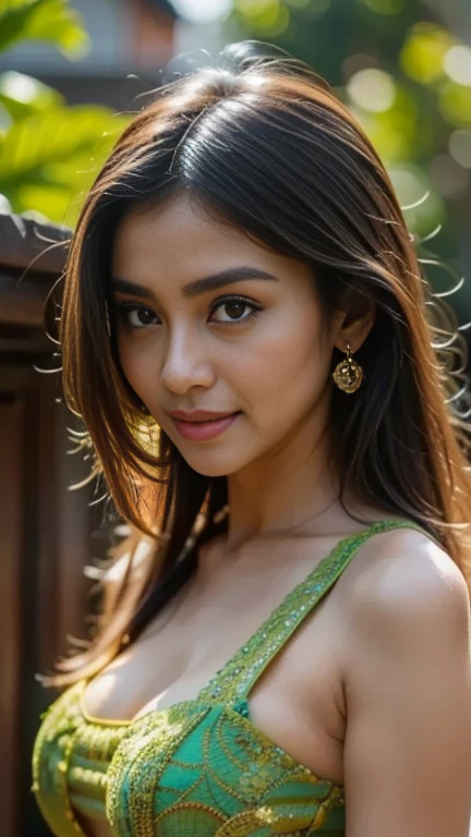 pretty girl 28 years old brown long hair blended beauty between Tuba Büyüküstün Turkish actress and mahlagha jaberi iranian actors sexy realistic smile green sexy