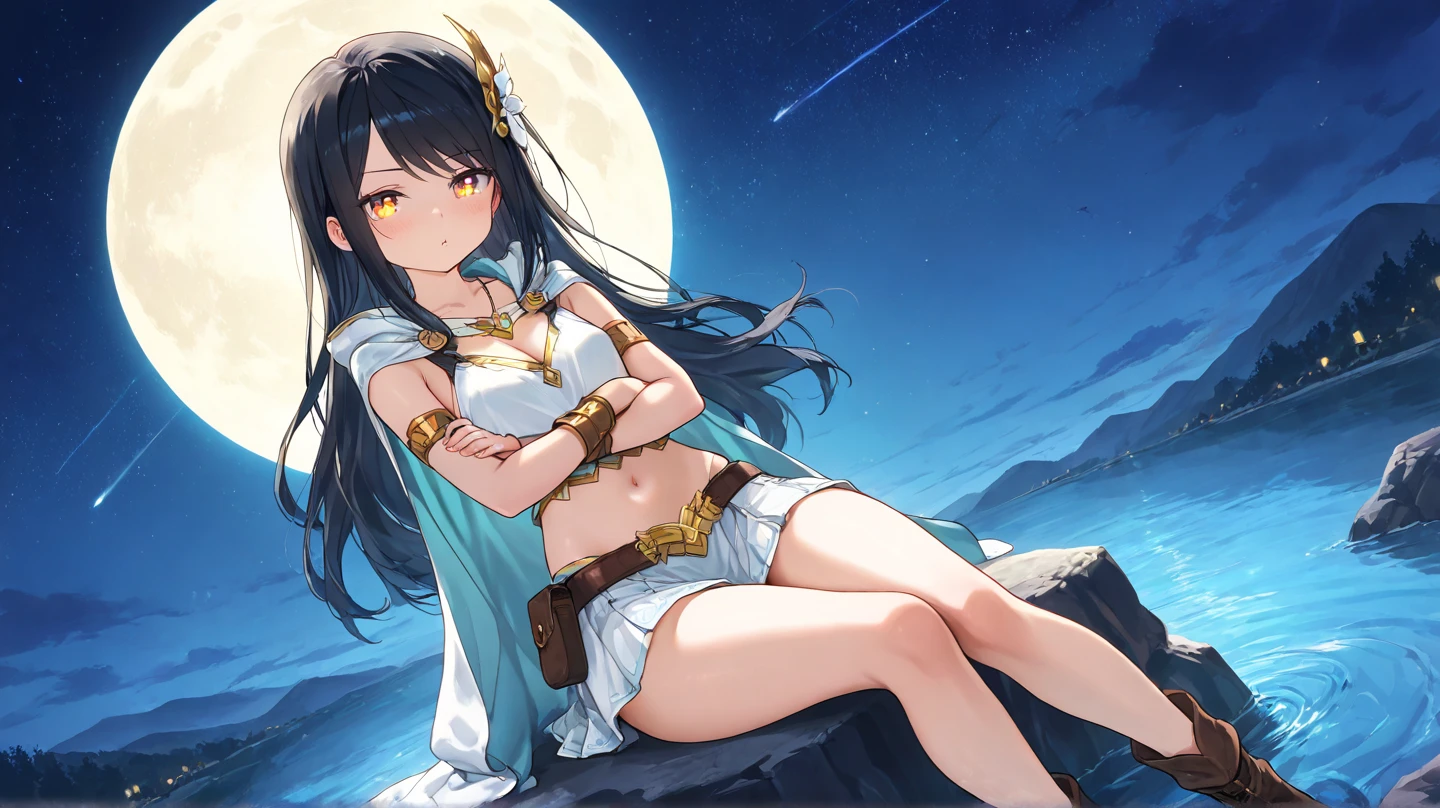 (masterpiece, best quality, ultra detailed, absurdres)1.5, 1girl, (sexy, beautiful woman, perfect face, perfect eyes, perfect female body, huge breasts)1.5, (ishtar_fate, earrings, hoop earrings, hair ribbon, parted bangs, <lora:ishtar_fate-10:0.7>), (standing, outdoors, desert, night sky), perfect lighting, smooth, hdr