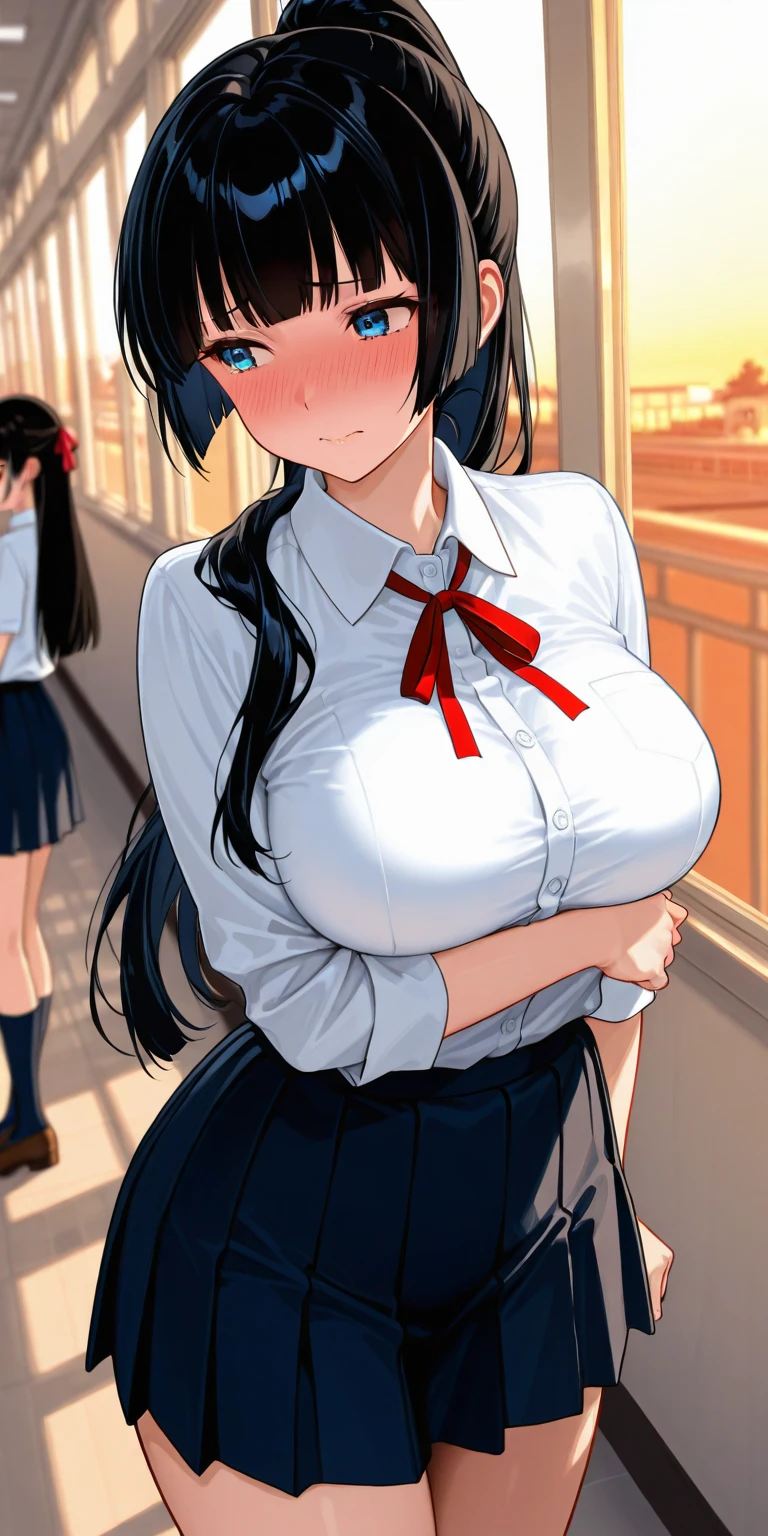 Nsfw, Two teenage girls, school uniforms, showing there bras, there school shirt is open, lifting skirt, bra revealed, no underwear,