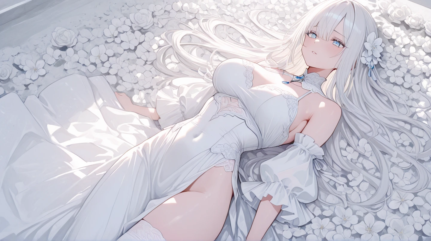 huge tit,Long yellow and white hair,white stockings,Long white silk gloves,Lie on the bed and spread your legs,Open the genitals,Show off her very visible genitals,Soaked white light gauze transparent swimsuit,white Heels,Show off her,maidennurse,white skinned,Wet,AS-Adult,White silk socks,Lewdness,18+,Tong