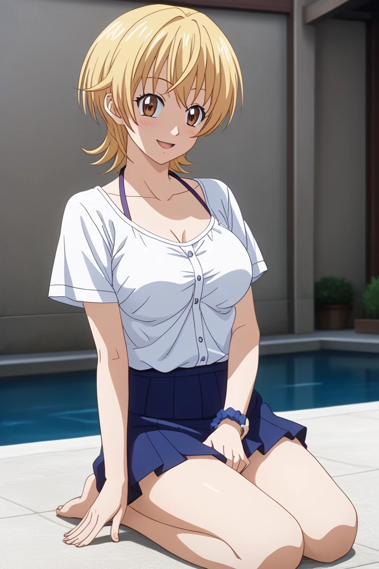 score_9, score_8_up, score_7_up, score_6_up, score_5_up, score_4_up, oya, qvj, BREAK, masterpiece, best quality, source_anime, 1980s (style), retro artstyle, (1980s anime cels style, anime screencap), anime coloring, BREAK, 2girls, various hair, (????????????:1.2), cleavage, ?????????, light smile, looking at viewer, half closed eyes, cowboy shot, bra, outdoors, park, denim hotpants, white tanktop, BREAK, yellow camisole, sweat