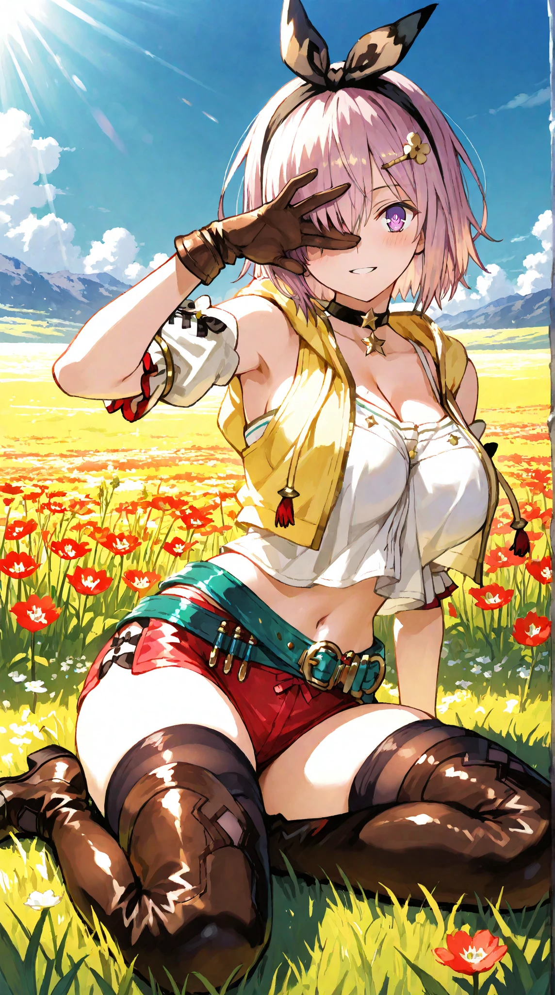 Chica de anime en un campo con una pistola y un rifle, Cushart Krenz Key Art Femenino, En el campo cyberpunk, Badass Anime 8K, Chica Valquiria mecanizada, Fanart exquisito altamente detallado, seductora chica de anime, Mejor fondo de pantalla de Anime 4K Konachan, mechanized soldier girl, Estilo anime 4K, in high-resolution field, por Yoshihiko Wada