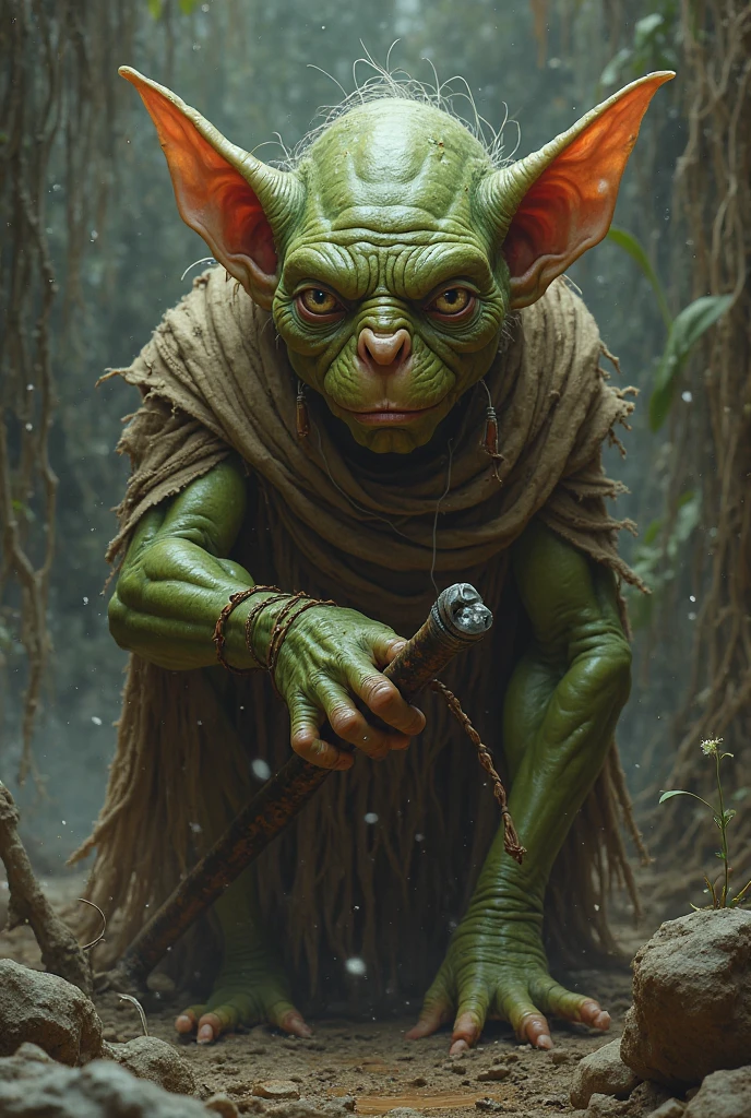 fallout world,creates horrifying beings, of many colors and with bleeding pigmentation, which takes place in a river next to a forest with dense Sphalerite fog, all in 4k definition,full body length,opal girl,ogre ,pretty face,eyebrow up,full body shot,ominous Cleavelandite landscape,niobium gray atmosphere,by art Simon Stalenhag,Nicola Samori,(((Wangechi Mutu))),prime colors,urban,extremely detailed,masterpiece,intricate details,faded,eyes extremely detailed, high detailed eyes,4k resolution,RAW, Nikon Z9,scary village,hunter,goblin,Stone Forest in Yunnan Province of China,Zhangjiajie National Forest Park of China,Gollum, from The Lord of the Rings, sitting in a dark cave, smoking a pipe, illuminated by the embers, ethereal smoke curls, fantasy, hyper-detailed, digital painting, cinematic lighting 4k resolution, atmospheric