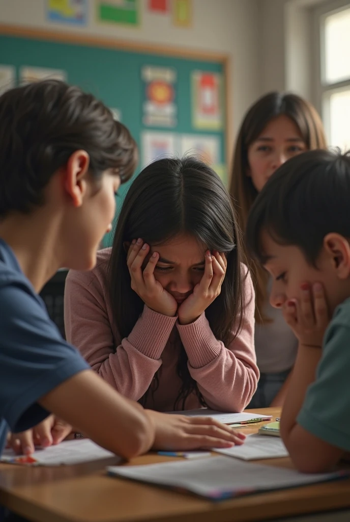 In a bustling classroom, a shy boy harbors a secret crush on a girl. Despite his efforts to conceal his feelings, he can't help but steal glances filled with adoration whenever she's near. Meanwhile, the oblivious girl remains unaware of his silent affection. Capture the tension of unspoken love through their subtle interactions and the boy's longing gazes, juxtaposed against the ordinary backdrop of a school setting.
