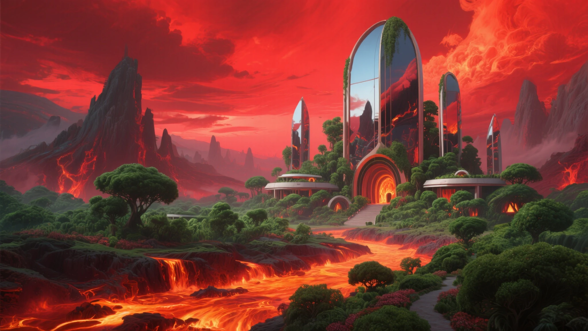 artificial eden built in the middle of a wasteland