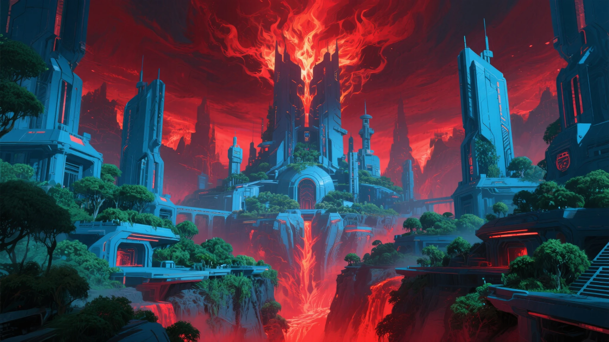 artificial eden built in the middle of a wasteland