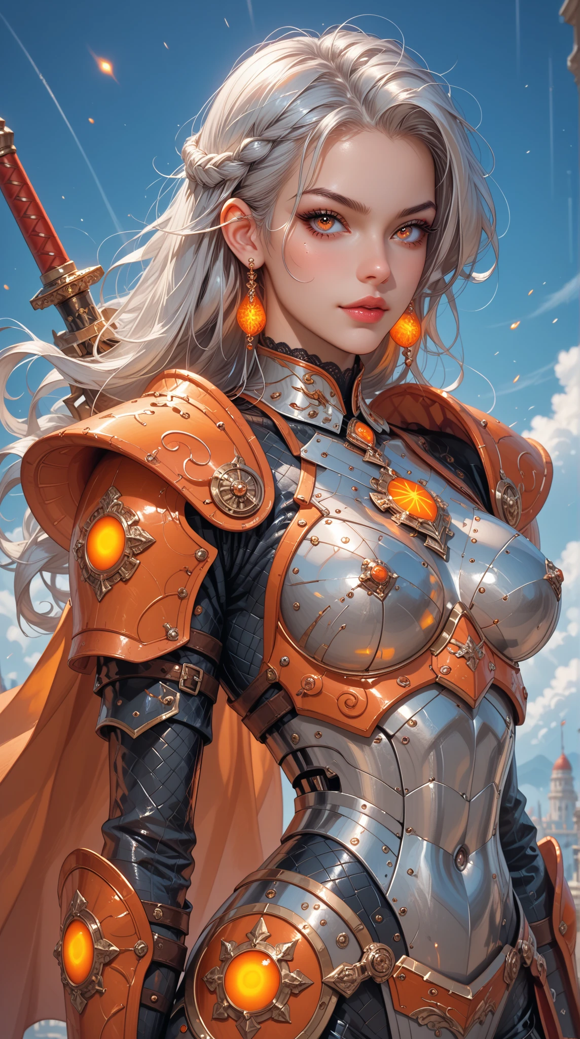 (((woman))), (((best qualityer))), (((tmasterpiece))), (((AS-Adult))), A 35-year-old female warrior with a perfect body, Brooklyn Gladiators, (( under boobs )), Simon Beasley, almost naked(Simon Bisley)Urban barbaric style for《heavy metal》MagazineCover, blond hairbl, Minimum clothing, armure (Dark blue with white stars,red with white stripes), Ink-stained tips and rivets, 5-pointed star tattoo, (((full bodyesbian))), with short black hair,White bangs cover the forehead