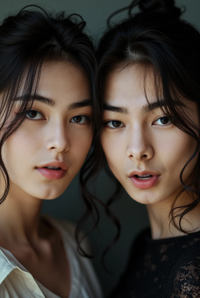 beautiful girl, portrait, masterpiece, Best Quality, Photo-realistic, Ultra-detailed, High resolution, 8K Wallpaper, 22 years old, Russian French Japanese and Korean mixed face, noble pure innocent and cute face, dark brown messy long hair, accurate human skeleton, Perfect dynamic composition, Beautiful detailed eyes, detailed hairs, Detailed realistic skin texture, basement background, concrete wall background, bright light, sunlight,
