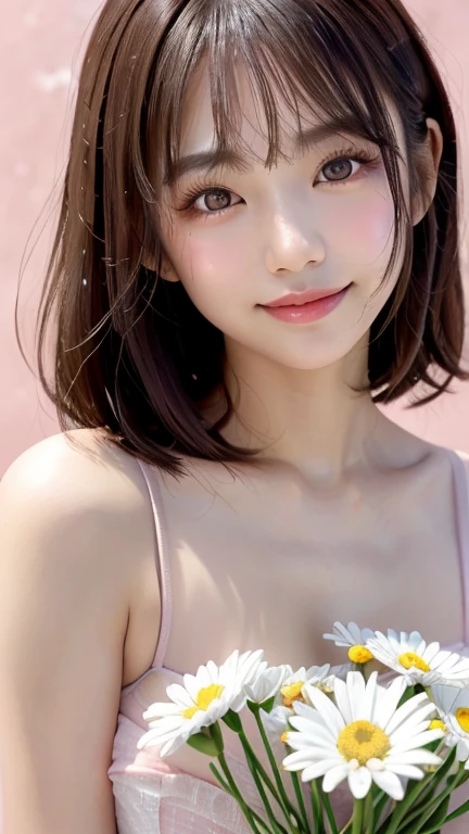 (Tabletop、Highest quality、8k、Award-winning works、Ultra-high resolution)、One Mature Woman、 (The most elegant and beautiful spring clothes:1.1)、(Background of a flower field with countless blooming flowers:1.1)、(The background is a colorful flower field:1.1)、(Perfect Anatomy:1.1)、Face close-up、Shiny and beautiful hair、Ultra HD sparkling brown eyes、(Glowing Beautiful Skin:1.1)、(Very Bright Glowing Beautiful Skin:1.1)、Beautiful glossy lips、The most romantic love mood(very bright and vivid:1.1)、(very bright and vivid:1.1)