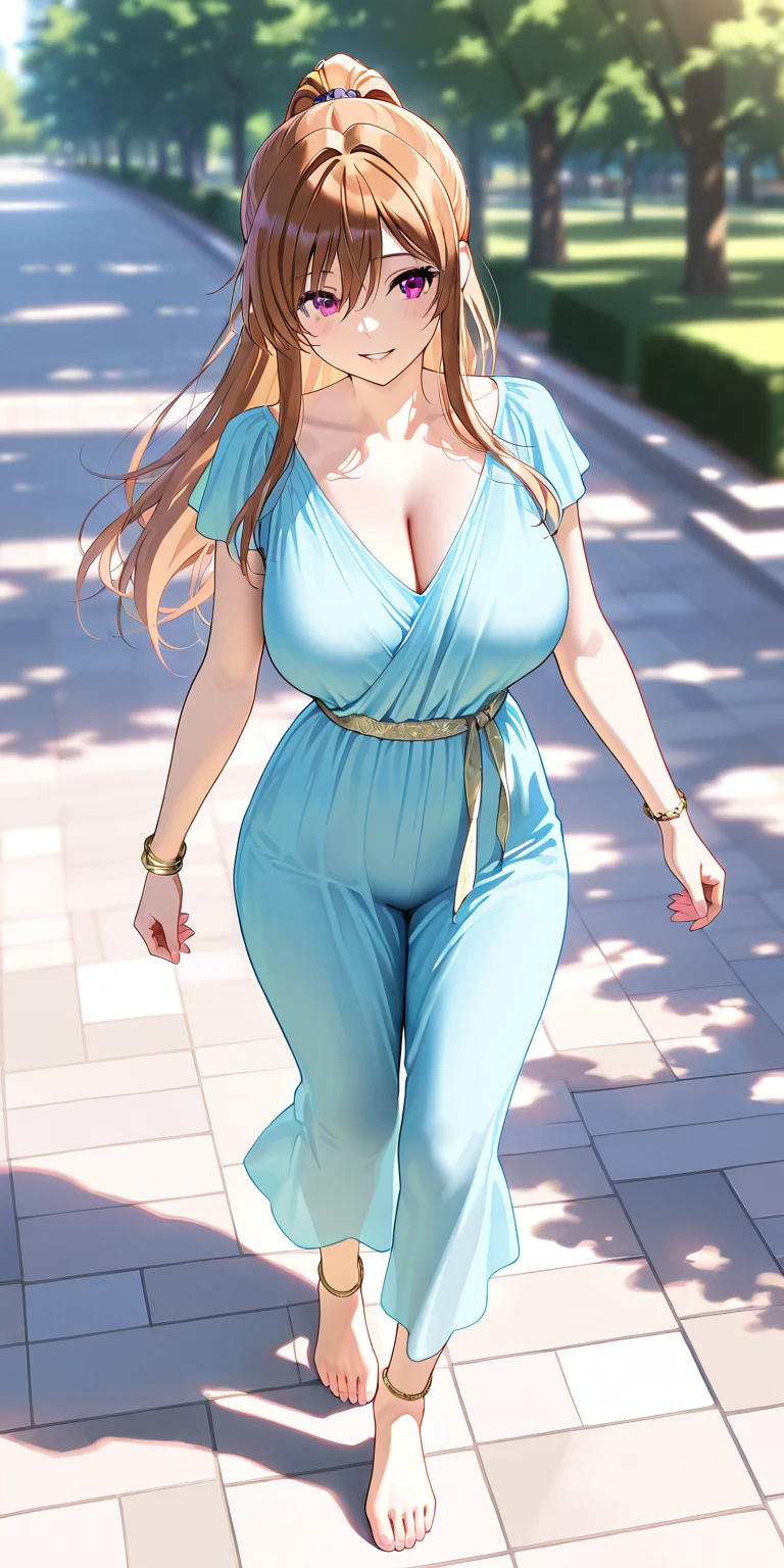 sfw, (hyper realistic photo of 25 year old gorgeous 1girl), wearing beautiful large silk printed gown, 4k, 8k, (depth of field:1.2), bokeh, full body photo, ultra detailed, (mischievous:1.2) alluring, ((25 year old most beautiful Indian girl)), beautiful face, beautiful eyes, beautiful nose, beautiful lips, beautiful body, curvy, feminine curves, big breasts, dynamic pose, makeup on face, hair and clothes flying with wind, highly detailed, hyper realistic, shot from a distance, ultra wide camera