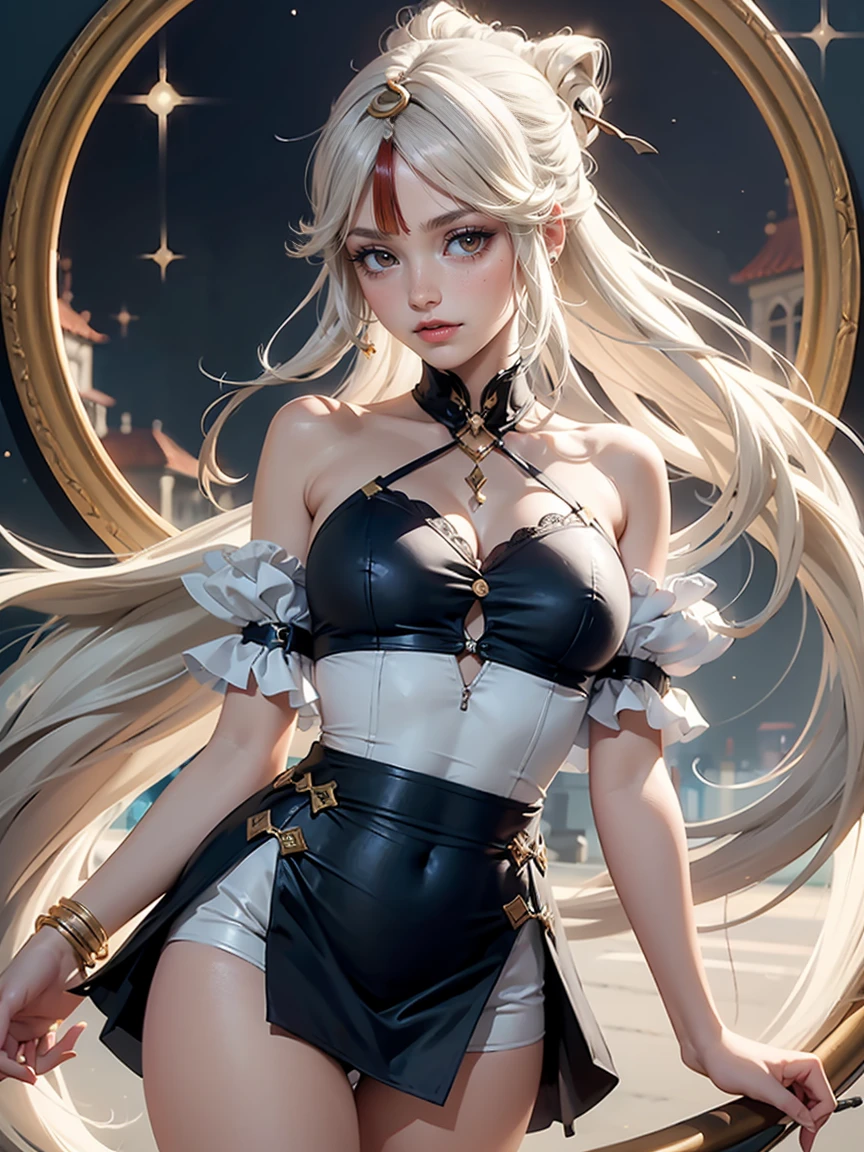 Anime girl with long hair and colorful dress poses for photo, sayori, Anime visuals of cute girls, anime moe art style, loli in dress, Anime girl in colorful dress, pretty anime girl, (Anime Girl), Cute anime girl, Cute anime waifu in a nice dress, charming anime girls, Beautiful anime girl, Rin, Smooth Anime CG Art,Girl with Indigo Eyes,Asian Pretty Girl,Megachibi、3D images,high-level image quality,Skin type captured with a high-resolution camera,One girl,(独奏)、the whole,full bodyesbian,A girl full of dynamism,Futuristic outer space,Sunlight and clear shadows,Cute nails with nail art,