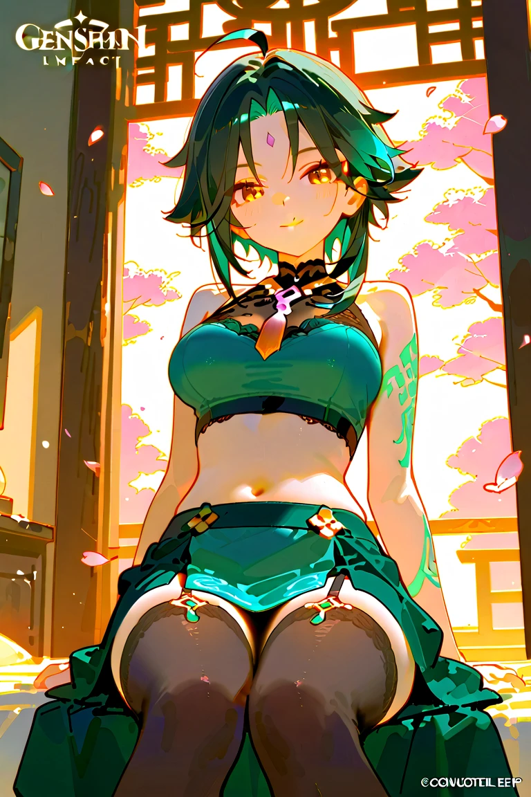 source_anime, full body, 1boy, solo, cute, 18year old, Slender, flat chest , dark Green Hair, straight hair, short hair, futanari